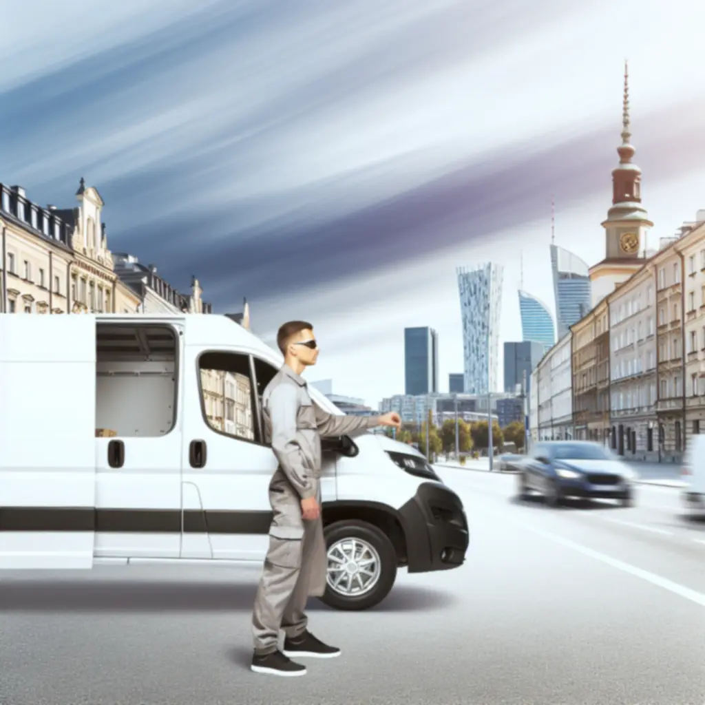 Samochód kurierski LocalCourierpl na ulicy miasta