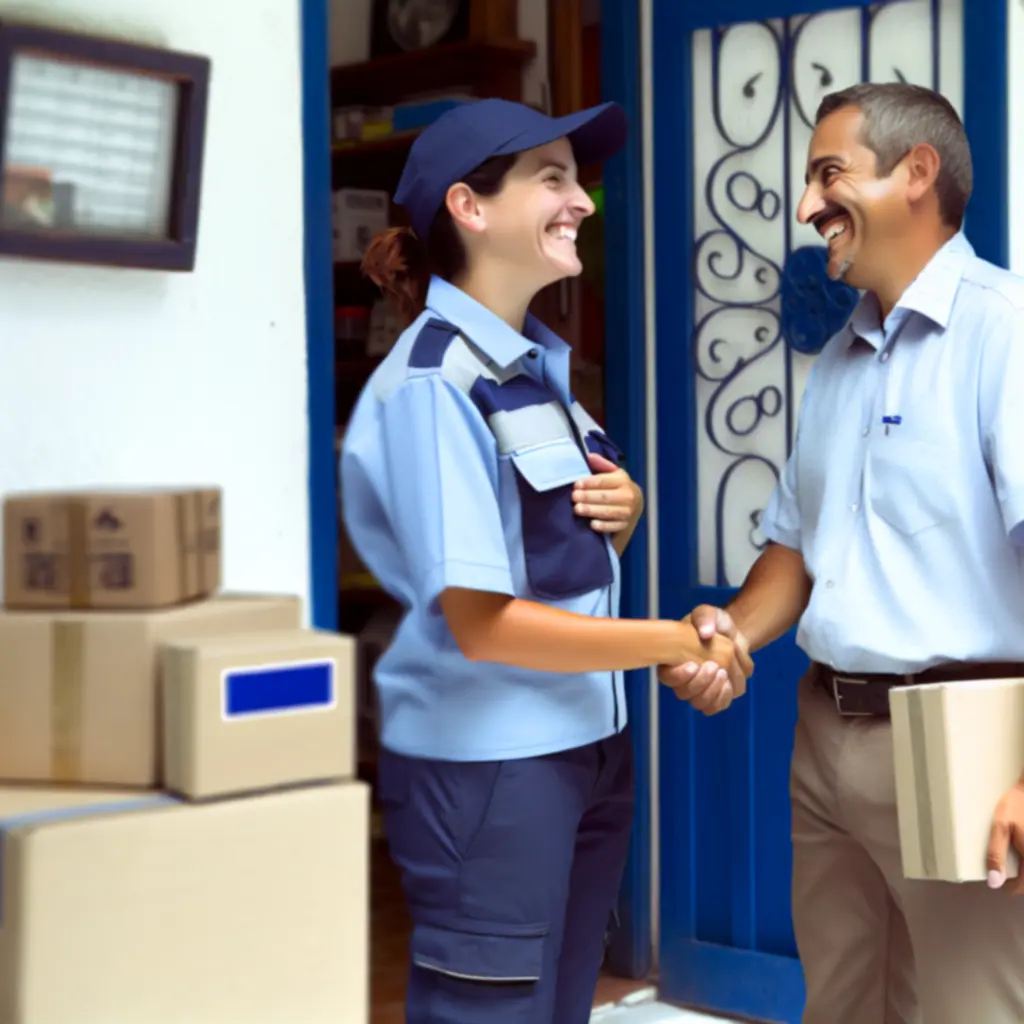 Uśmiechnięta klientka po odebraniu przesyłki